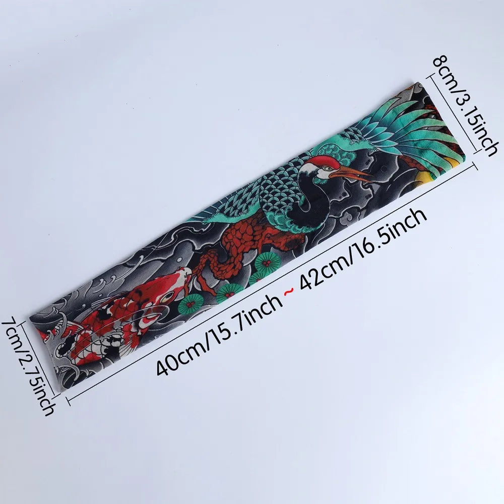 2Pcs Black Snake Tattoo Sleeves Men Women UV Sun Protection Arm Warmers Outdoor Cycling Sports Fake Tattoo Full Arm Sleeves