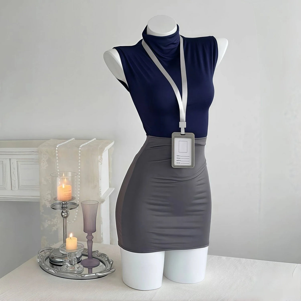 Hot Girl Pure Desire Style Skirts Cosplay Secretary Flight Attendant High Waist Bag Buttocks Two Piece Skirt Nightclub Uniform