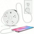 Retractable Extension Cord, Travel Power Strip with 4 AC Outlets, 2 USB Ports, Compact and Portable Charging Station
