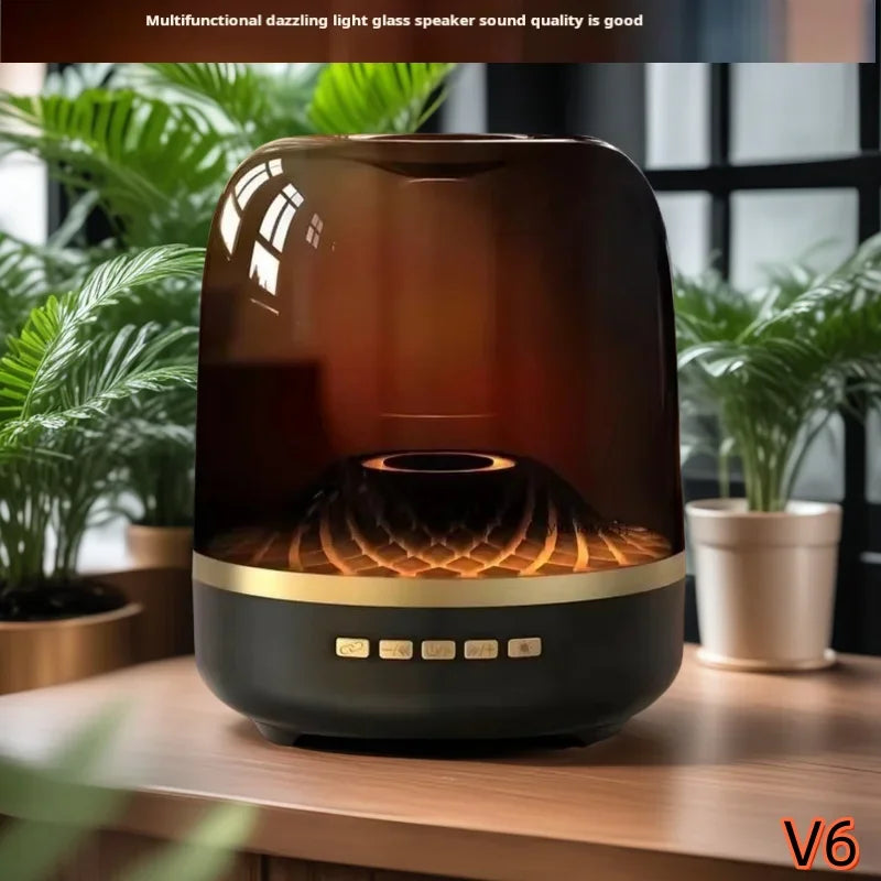 2025 New Glass 4th Generation Colorful Light Wireless Bluetooth Speaker Mini Computer Plug in Convenient Outdoor Subwoofer Speak