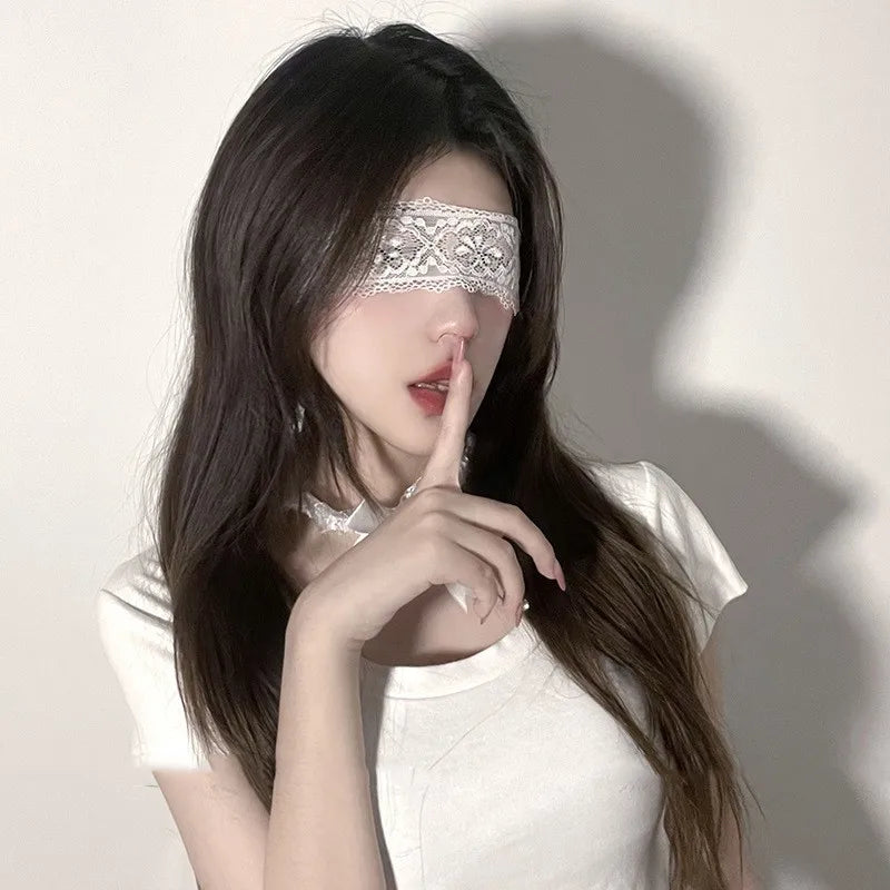 2pcs Lolita Lace Eye Mask Hollow-out Masquerade Cosplay Prom Christmas Nightclub White Black Fancy Dress Adjustable Sexy Gift