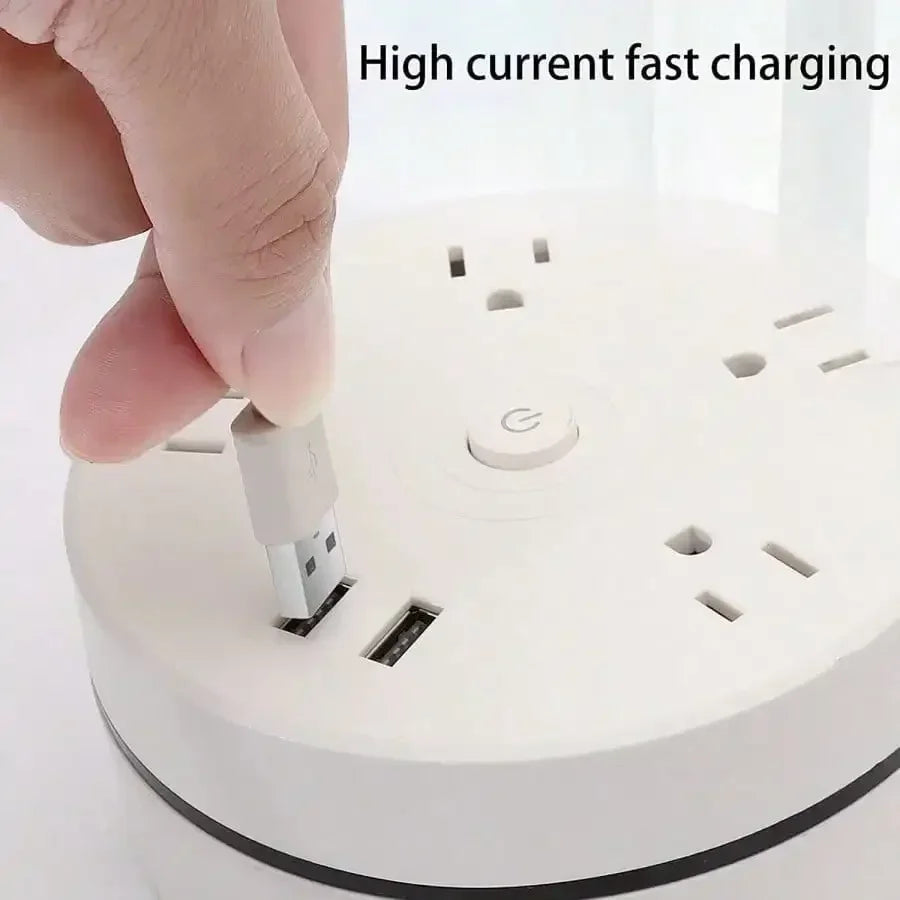 Retractable Extension Cord, Travel Power Strip with 4 AC Outlets, 2 USB Ports, Compact and Portable Charging Station