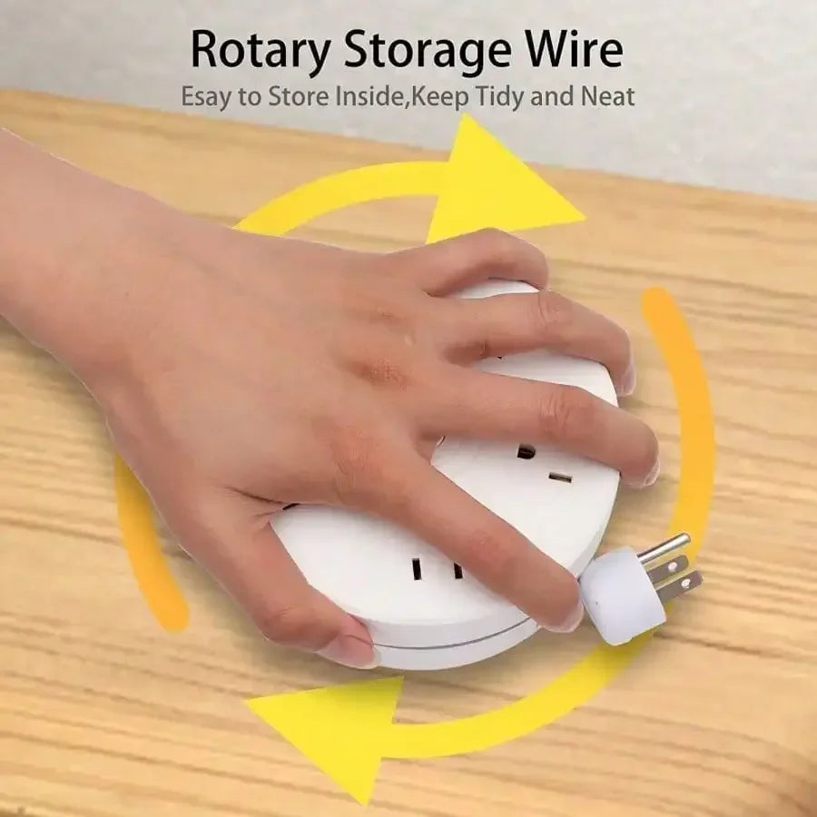 Retractable Extension Cord, Travel Power Strip with 4 AC Outlets, 2 USB Ports, Compact and Portable Charging Station