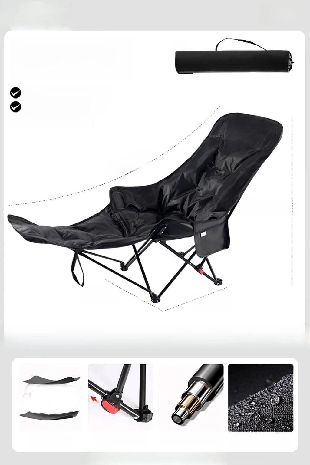 Portable Outdoor Suthing Chair Moon Chair Nap Chair Cam Beach Chair Foldable High Barest Large Bearing Capaci