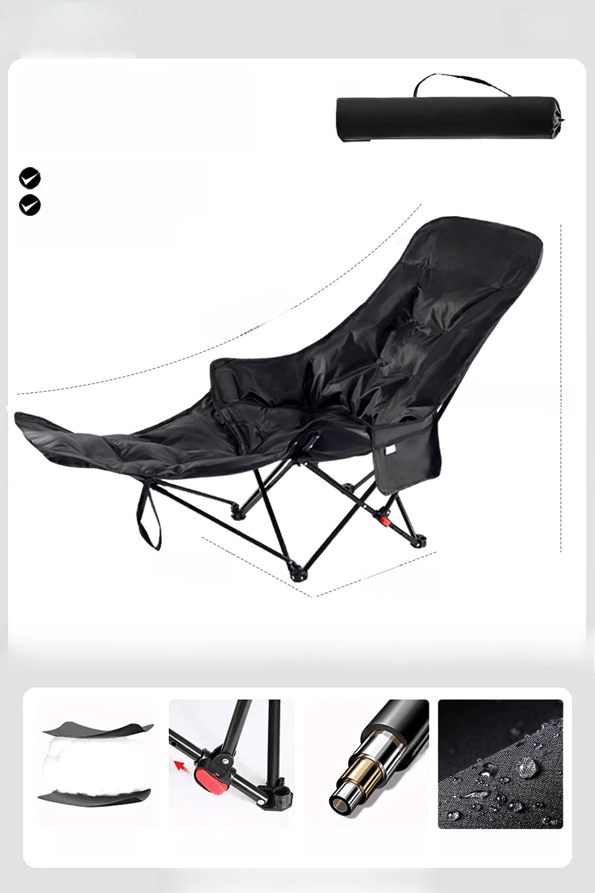 Portable Outdoor Suthing Chair Moon Chair Nap Chair Cam Beach Chair Foldable High Barest Large Bearing Capaci
