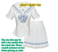 Large Size Jk College White Lace Navy Collar Short Sleeve Shirt Summer Sweet Girl Fashion High Waist A-line Pleated Skirt Sets