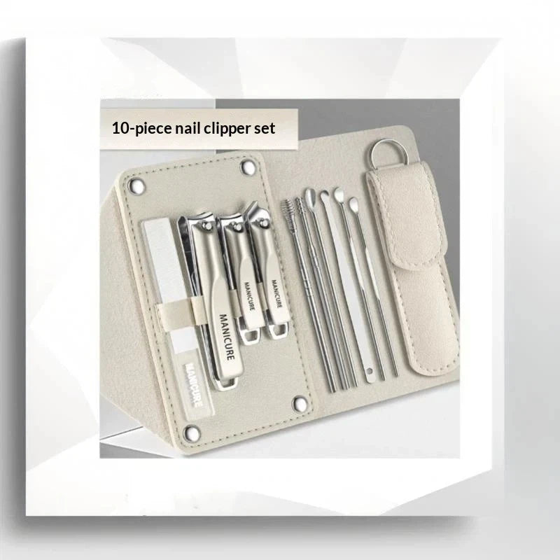 10-Piece Professional Nail Clippers Nail File Set Stainless Steel Manicure & Pedicure Kit With Ear Digging Spoon Grooming