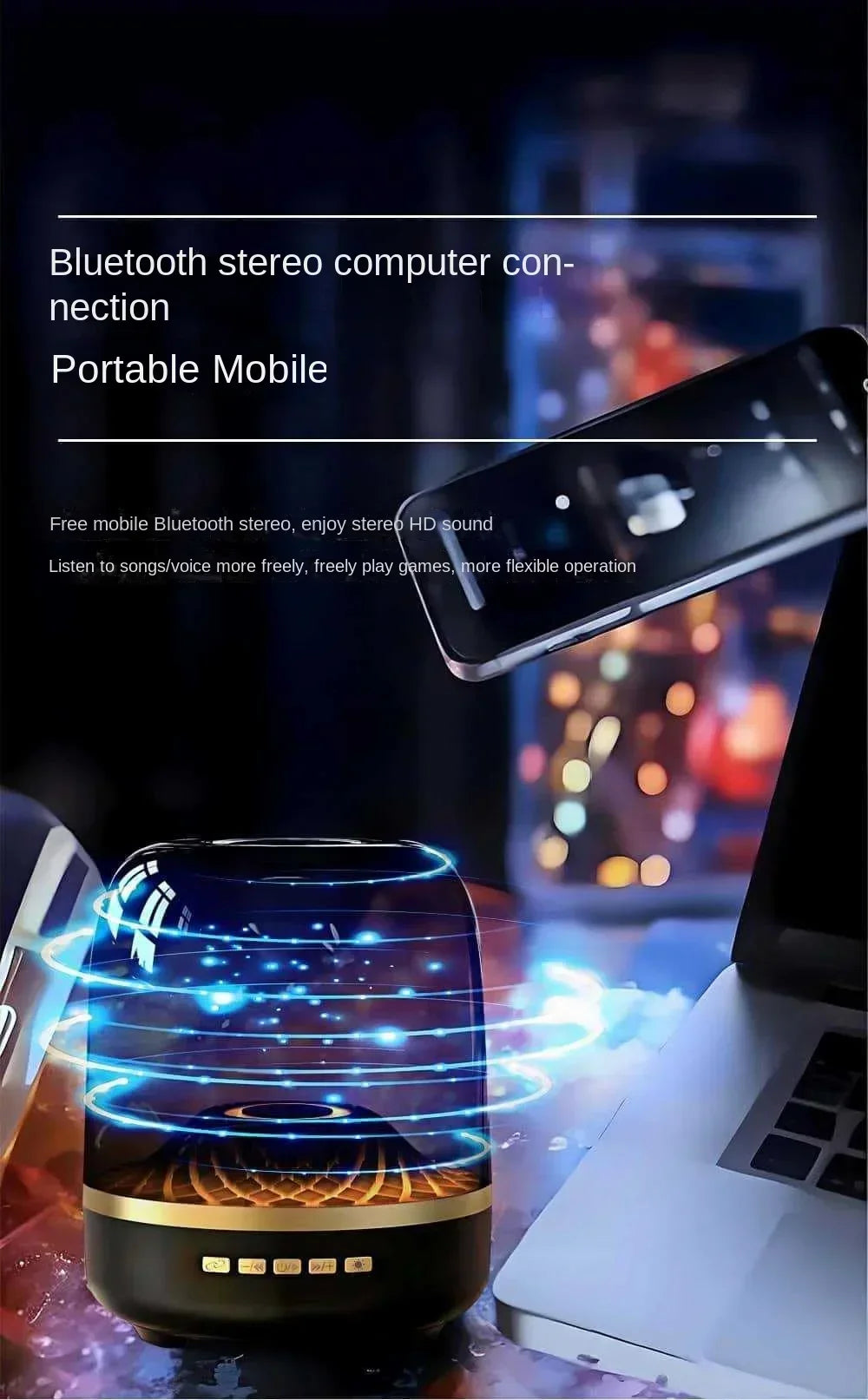 2025 New Glass 4th Generation Colorful Light Wireless Bluetooth Speaker Mini Computer Plug in Convenient Outdoor Subwoofer Speak
